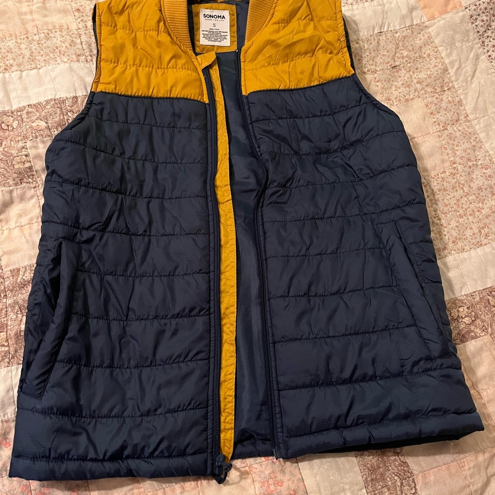 Sonoma Mustard and Dark Blue Puffer Vest